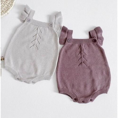 Infant Baby Girls Knitted Sleeveless Jumpsuit Toddler Baby Girl Romper Korean Style Spring Autumn Baby Girls Knitted Clothes