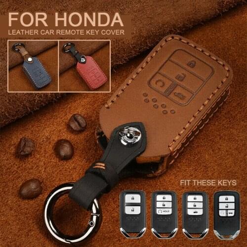 For Honda Accord 2018 2019 Leather Key Cover Case Holder Protector Honda Civic Crv Crad V Pilot Crider Vezel Jade Spirior 9