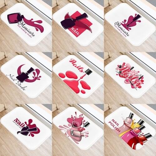 Nail Polish Pattern Kitchen Entrance Door Mat 40*60cm Coral Velvet Carpet Rubber Floor Mats Colorful Non-Anti-Slip Rug 48048