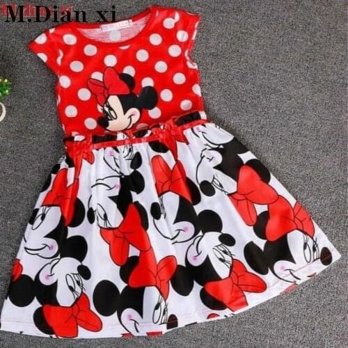 Girls Summer Dress Cartoon Print Minnie Dress Baby Girl Costume Princess Christmas Party Cute Tutu Dress 2-6Y Kids Clothing