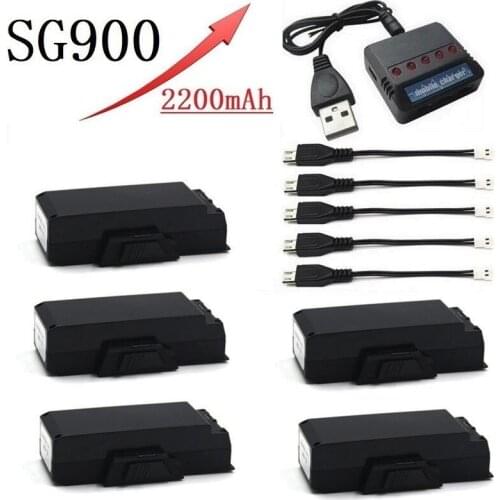 3.7V 2200mAh Lipo Battery and (5-in-1) Charger For SG900 F196 X196 X192 RC Helicopter Quadcopter Spare Parts 3.7v Drone Battery