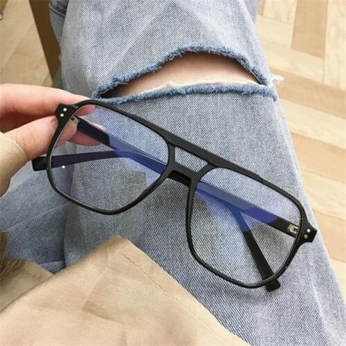 Fashion Anti-Blue Glasses Women & Men Optical Eyewear Double Beam Spectacles Oversize Frame Eyeglasses 5 Colors Availa