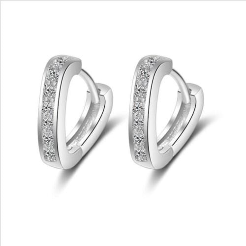 Trendy 925 Sterling Silver Earrings For Women Jewelry Fashion Zircon Heart Hoop Earrings Girls Princess Accessories Female Bijou