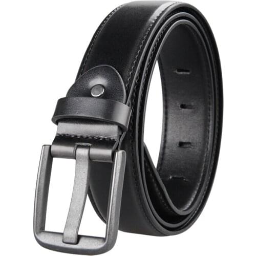Men Fashion Leather Pin Buckle Belt Genuine Cow Leather Premium Quality-Classic and Fashion Design for Work Business and Casual