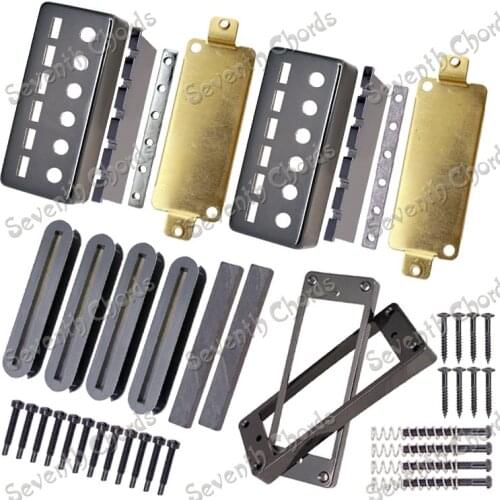 A Set N&B Pickup Cover Mini Style Electric Guitar Humbucker Pickup Kits Producing Accessorie with Pickup Ring- Black