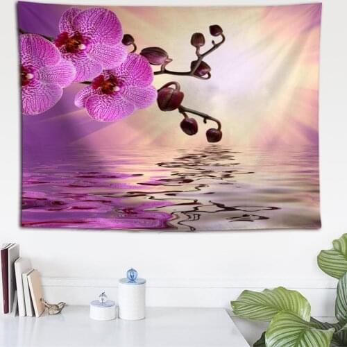 Custom Flowers Orchid Wall Cloth Hanging Tapestry Wedding Party Gift Bedspread Beach Towel Yoga Picnic Mat 140X200cm
