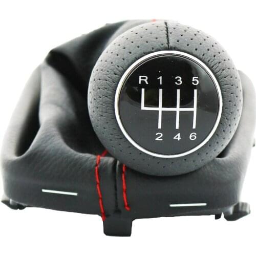 New 6 Speed Car Gear Shift Knob With PU Giator With Red Line For Audi A3 S3 2001 2002 2003