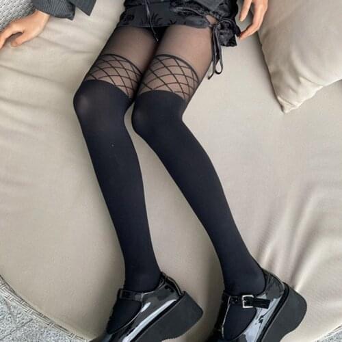 Fake Fishnet Patchwork Pantyhose Temptation Sexy Womens Tights Stockings Nylon Female Women Ladies Tights Thigh High Lingerie