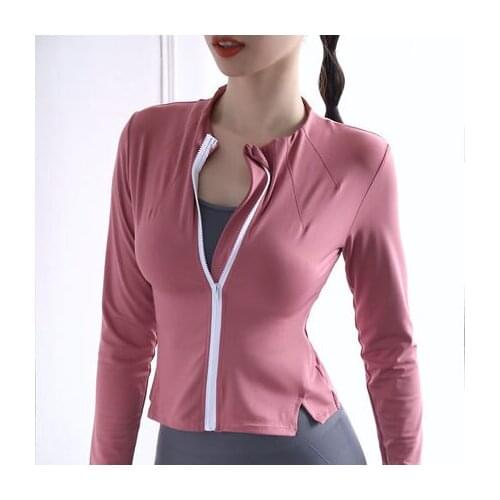 Sexy Women Yoga Top Sport Zipper Long Sleeve Yoga Shirt With Thumb Holes Solid Quick Dry Breathable Gym Fitness Shirt Top