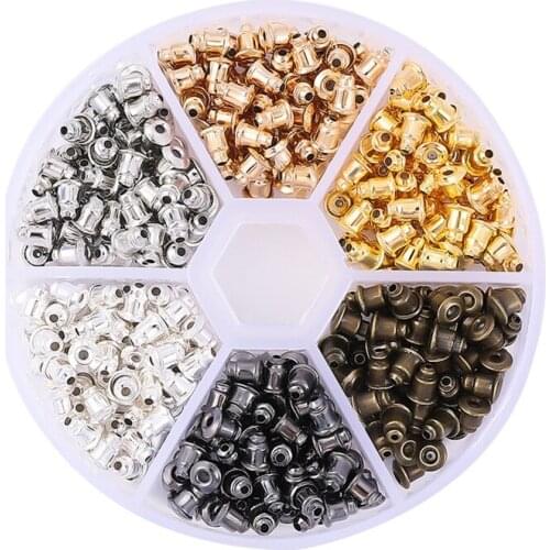 A box Earring Studs Backs Stopper 5*6mm Earring Back 6 Colors Boxed Earring Making Accessories