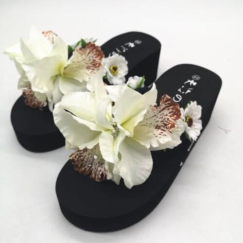 Orchid Flip Flops Women Summer Beach Flip Flops Bohemian Soft Heels Ladies Shoes Cozy Slides Slip On Shoes 2019