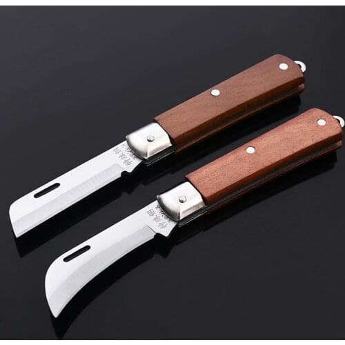 Foldable Electrician Knife Non-Insulated Straight Curved Blade Multi-Functional Special Steel Wire Stripper Cable Cutter
