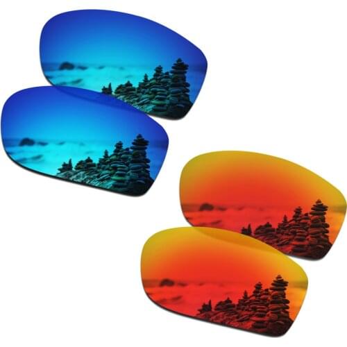 SmartVLT 2 Pairs Polarized Sunglasses Replacement Lenses for Oakley Fives Squared Ice Blue and Fire Red