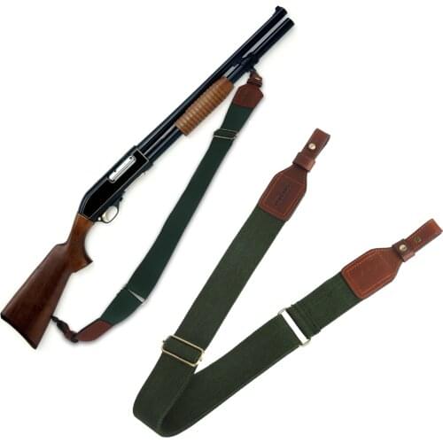 Tourbon Hunting Gun Sling Webbing Leather Rifle Shotgun Shoulder Strap Belt Shooting Carrying with Brass Buckle 86-129CM