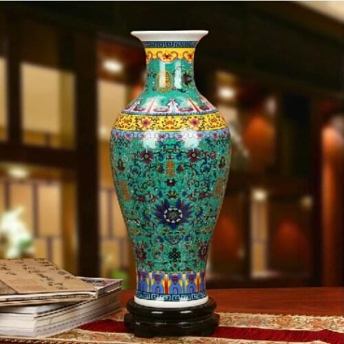 H46cm Tall Chinese Enameled Porcelain Ceramic Vase With Antique Qing YongZheng Mark