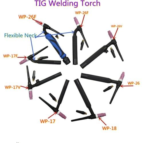 WP26-FV WP-17 WP-9P WP-18 TIG Torch GTAW Gas Tungsten Arc Welding Torch WP26 Argon Air Cooled WP-26 Flexible Neck Gas Valve TI