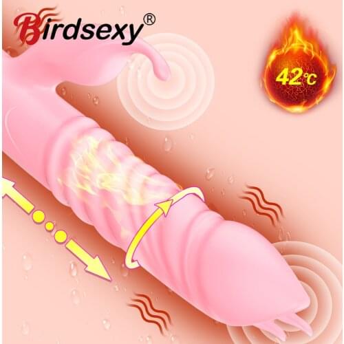 Tongue Licking Vibrator for Women G-spot Vaginal Swing Massage Stimulation Heating Telescopic Dildo Sex for Females Masturbation