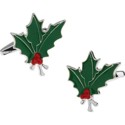 Life Elements Green Red Leaves Paint Cufflinks Trendy Mens Jewelry French Shirts Accessories High-quality Novelty Cuff Links