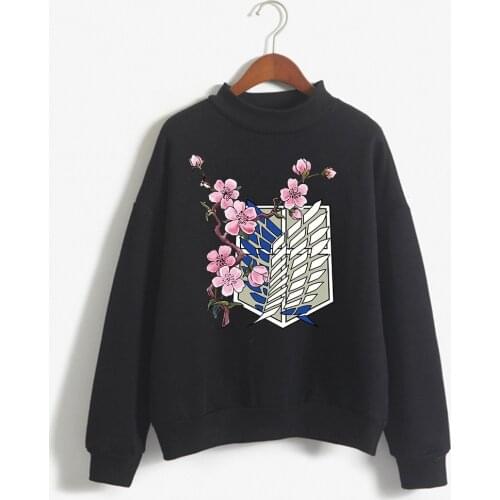 Winter Harajuku Anime Sweatshirt Female Kawaii Attack on Titan Graphic Ladies Oversized Hoodies Women Hoodie