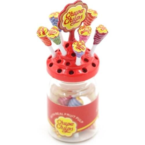 1:12 Miniature Food Dessert Sugar Mini Lollipops With Case Holder Candy For Doll House 1/12 Kitchen Furniture Toys Accessories
