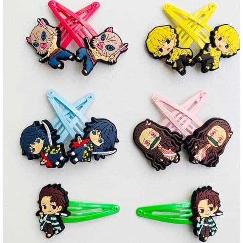 1 Pair Anime Demon Slayer Headwear Kimetsu No Yaiba Kamado Nezuko New Cartoon Hairpins Cosplay Hair Bangs Clips Accessories