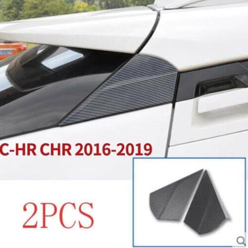 1Pair Carbon Fiber Style Rear Window Side Spoiler Wing Strip Protection Trim for Toyota C-HR CHR 2016-2019