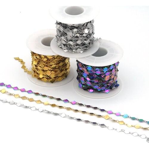 10 meters/lot 6x8mm Rhombus 100% Stainless Steel DIY Jewelry Chains Wholesale Never Fade Top Quality