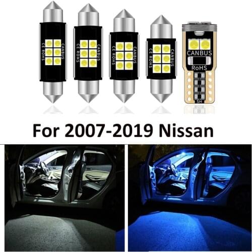 10pcs Car White Interior LED Light Bulb Package For Nissan Qashqai J10 J11 2007-2019 Map Dome License Lamp Car Interior Light