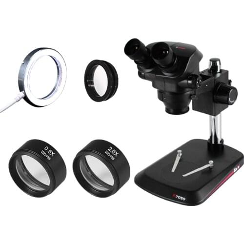 2020 Kaisi 7X-50X Stereo Microscope Binocular Microscope 0.5x 2.0x Auxiliary Lens+WF10X/22mm Eyepiece Rubber Eye-Guards