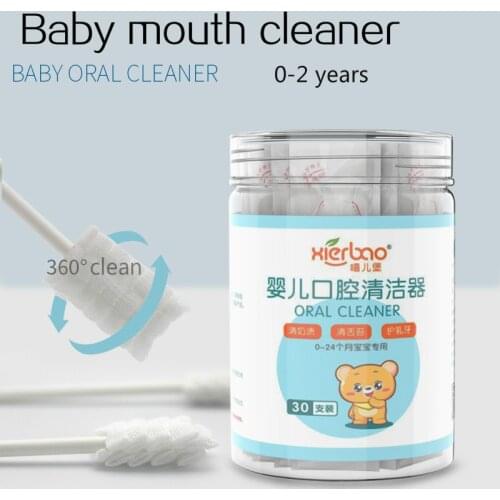 Baby Tongue Cleaner 30Pcs Baby Tooth brush Disposable Gauze Toothbrush Infant Oral Cleaning Stick Dental Care for kids brush