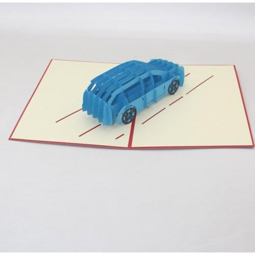 3D Laser Cut Handmade Cool blue Car SUV Paper Invitation Greeting Card PostCard Children Kids Birthday Party Creative Gift