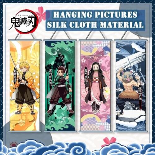 40 Styles Demon Slayer Scroll Wall Hanging Poster Anime Character Manga Wall Poster Silk Cloth Painting Home Decoration Painting