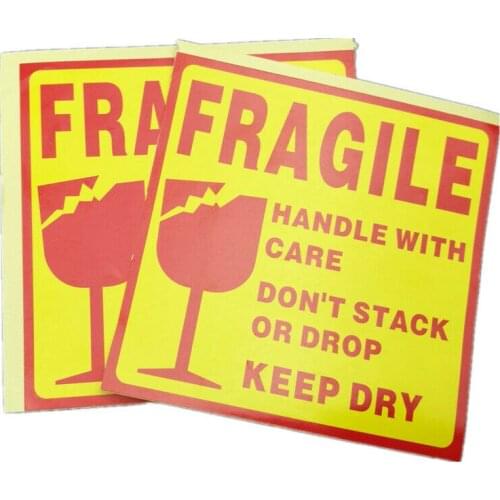500PCS FRAGILE Handle with Care Shipping Label Sticker Keep Dry Packing Sticker 10CMX10CM