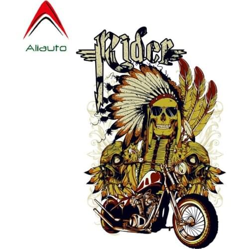 Aliauto Creative Car Sticker Funny India Rider Skull Accessories Decal Cover Scratches for Tiguan Infiniti Chevrolet,16cm*11cm