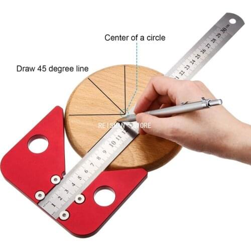 Aluminum Alloy Square Center Scribe Center Finder Center Scribe Line Gauge Center Measuring with mark ruler Woodworking Tool