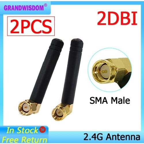 2pcs 2.4GHz antenna wifi SMA Male Connector 2~3dbi 2.4 IOT antena wi fi Small Size antenne white wi-fi antenas antennas router
