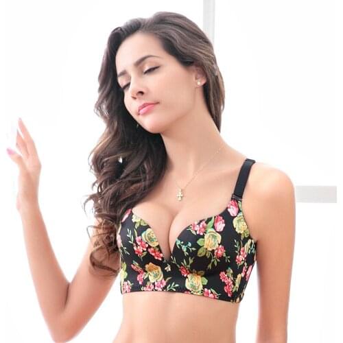 One-piece rosette brushed one-piece seamless bra without rims Adjustable comfortable breathable gathered underwear bra cotton