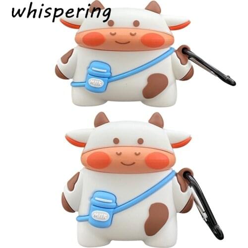 Earphone Case For Airpods Pro Case Animal Lovely Cow Headphone Case For Apple Air Pods 1 2 3 Earpods Protective Cover