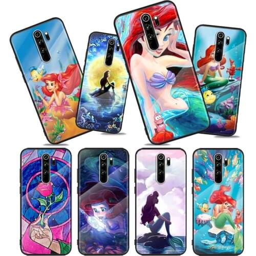 Tempered Glass Cover The Little Mermaid For Xiaomi Redmi Note 10 10S 9T 9S 9 8T 8 7 Pro Max 5G Shockproof Phone Case