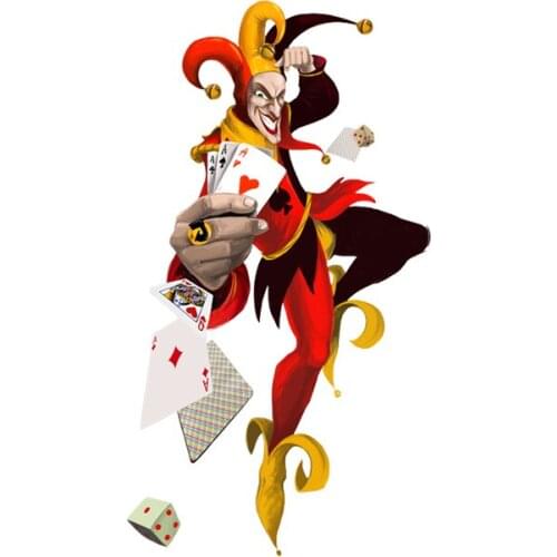 Dawasaru Fun Clown Poker Magic Car Sticker Personalized Decal Laptop Truck Motorcycle Auto Accessories Decoration PVC,17cm*9cm