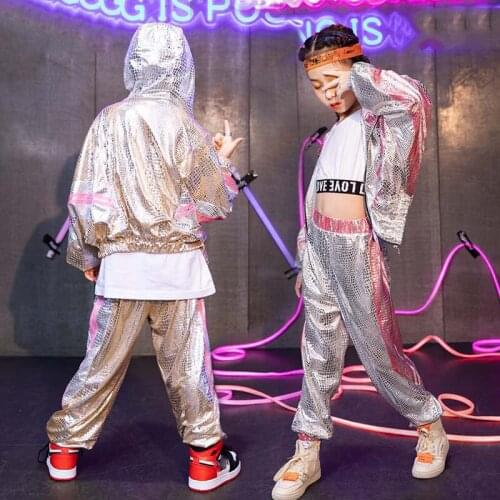 2021 Children Hip Hop Dance Costumes For Kids Long Sleeve Hiphop Suit Boys Jazz Performance Costumes Street Dance Rave Clothes