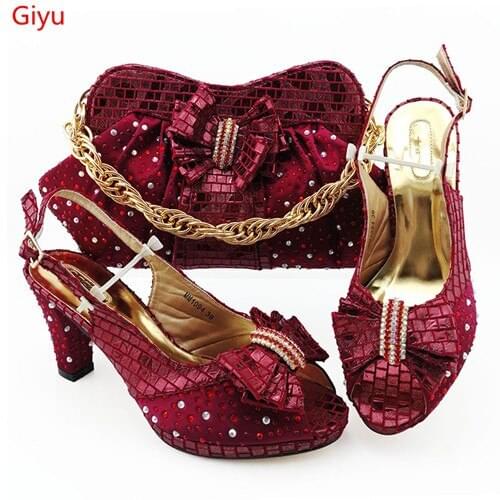 Doershow African wine shoe and bag set for party Italian shoe with matching bag new design lady matching shoe and bag!SBZ1-15