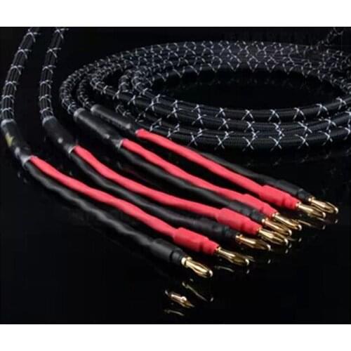 Hifi 6N Pure copper Speaker Cables Banana Plug 2 to 2 Connector Audio Amplifier CD DVD Player Speaker Cable