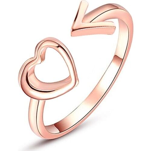 Colour Hollowed-out Heart Shape Open Ring Design Cute Fashion Love Jewelry For Women Young Girl Child Gifts Adjustable