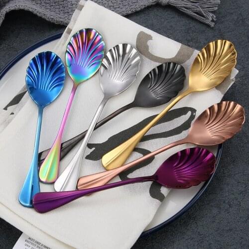 Creative stainless steel color champion shell scoop digging scoop ice cream spoon ice cream spoon stirring coffee spoon