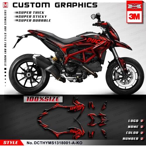 KUNGFU GRAPHICS Custom Decal Stickers Vinyl Wrap Kit for DUCATI Hypermotard Hyperstrada 821 939 2013-2018 (DCTHYMS1318001-A-KO)