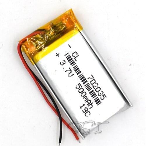 10Pcs 3.7V Lithium Navigator Rechargeable Li-polymer Battery 702035 500mAh Li-Po MP4 Batteries GPS MP3 MP5 Li-ion Cell Speaker
