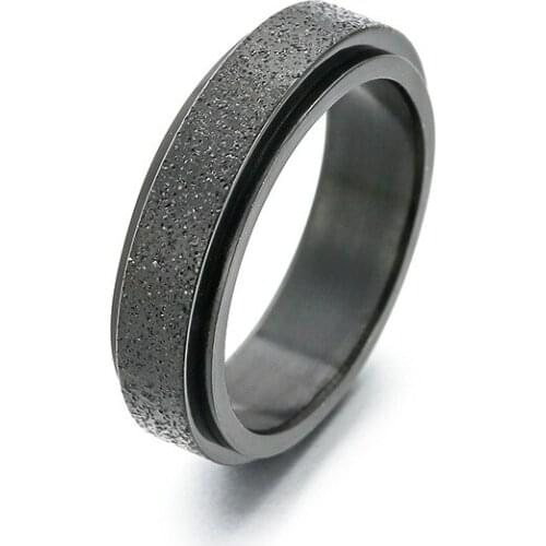 MIQIAO Frosted Stainless Steel Rotating Ring Brings Good Luck Ring Ttanium Steel Ring Mens Ring Jewelry Birthday Holiday Gifts