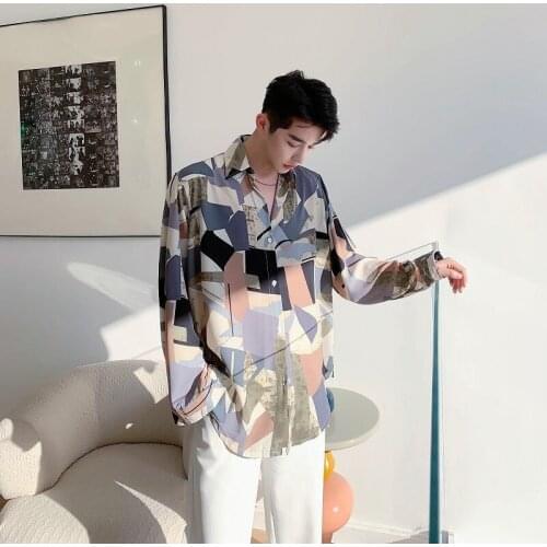 Fashion Korean Style Shirts Men Summer Autumn Shirt Homme Japanese Offic Shirts Harajuku Tops Streetwear Punk Blouse Shirt Male