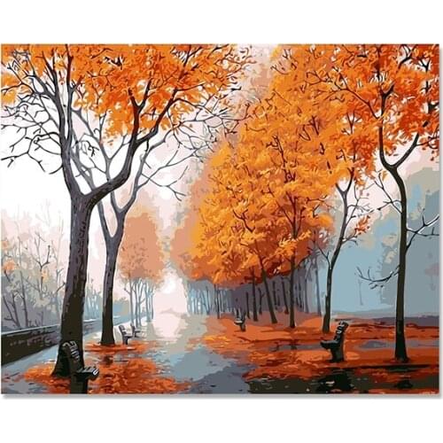 DIY Paints By Numbers natural scenery 50x40cm Art Pictures Set Coloring Decorative Canvas Wall Artcraft Oil Painting By Number